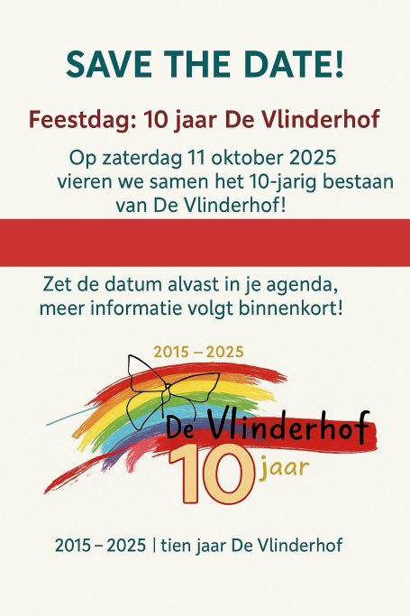 Save the date: feest 10 jarig bestaan Vlinderhof